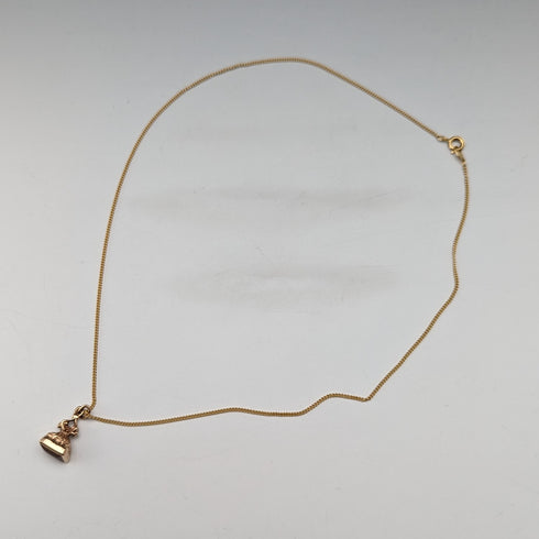 20世紀初頭頃 英国アンティーク 9ctゴールド& レッドストーンフォブ ネックレス